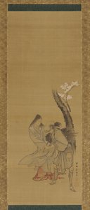 樱桃树下的一个女人和一个采木人，18世纪末至19世纪初。 作者 田原屋索里