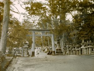 奈良笠贺大社公园灯笼神社入口，约 1900 - 1915 年（照片） 作者 