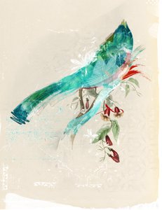 鸟剪影，2017（帆布拼贴画）