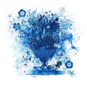 蓝色花束》，2018年（混合媒介画布） 作者 泰斯·阿尔伯斯