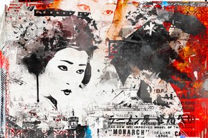 现代艺伎，2014 年（混合媒介画布） 作者 泰斯·阿尔伯斯