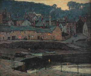 康沃尔郡Mousehole的傍晚（布面油画 作者 特里克·威廉姆斯