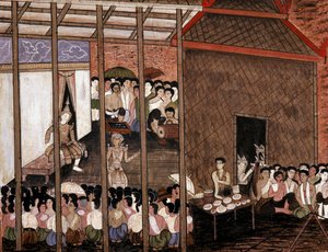 一群人观看文艺演出（壁画） 作者 泰国学校