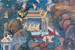 泰国曼谷大皇宫帕卡欧寺描绘《罗摩衍那》场景的壁画 作者 泰国学校