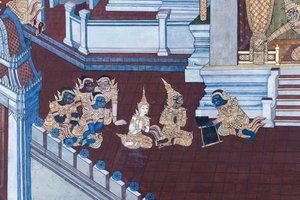 泰国曼谷大皇宫帕卡欧寺描绘《罗摩衍那》场景的壁画 作者 泰国学校