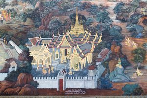 Mural depicting scenes from the Ramayana at Wat Phra Kaeo, the Royal Grand Palace, Bangkok, Thailand 作者 泰国学校
