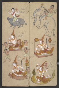 或 16455 f.14r，黄道十二宫中的动物，来自 Phrommachat（羊皮纸）。 作者 泰国学校