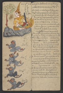 或 16455 f.7r，黄道十二宫动物，选自 Phrommachat（羊皮纸）。 作者 泰国学校