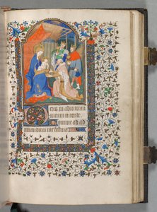 巴黎小时书的使用：Fol.67r，《Magi的崇拜》，约1420年。