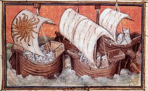 Harl 1319 f.18 理查德二世的舰队离开爱尔兰，Histoire du Roy d