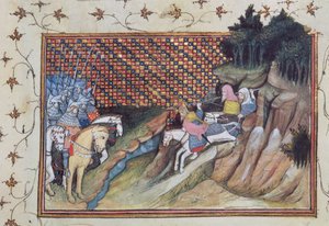 Harl 1319 f.9 MacNamara，爱尔兰酋长前来与格洛斯特伯爵商议，选自 "Histoire du Roy d