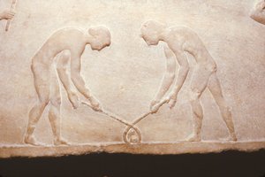 来自大理石遗物的希腊游戏，约公元前490年 作者 地米柱