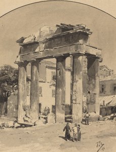 老市场门，1890年。 作者 角破碎机的柱塞