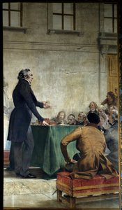 弗朗索瓦·阿拉戈（Francois Arago，1786-1853 年）在天文台的圆形剧场研究流行天文学。 Theobald Chartran (1849-1907) 的绘画。 巴黎，索邦大学 - 弗朗索瓦·阿拉戈（Francois Arago，1786-1853 年）在巴黎皇家天文台发表关于大众天文学的演讲。 作者 塞巴德·查特兰