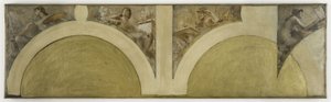 巴黎市政厅艺术沙龙草图：绘画、雕塑、建筑、双面凹版画，约 1891 年（布面油画） 作者 塞巴德·查特兰