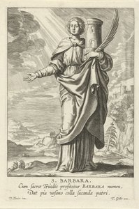 圣巴巴拉
S.圣芭芭拉（物品上的标题）
女圣徒（系列名称）
Speculum Illustratum Virginum（系列名称） 作者 西奥多·加勒