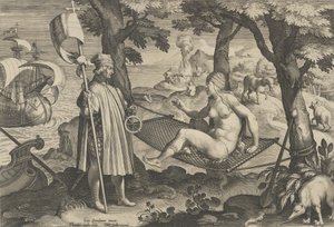 现代的新发明[Nova Reperta]，《美洲的发现》，板块1，约......，约1600。 作者 西奥多·加勒