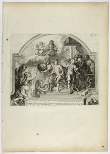 腓力四世任命费迪南德亲王为荷兰总督，图版 25，选自 Casperius Gevartius，Pompa Introitus Honori Serenissimi Principis Ferdinandi（最尊贵的红衣主教-因凡蒂尔-费迪南德的凯旋门）。 作者 西奥多·范图尔登