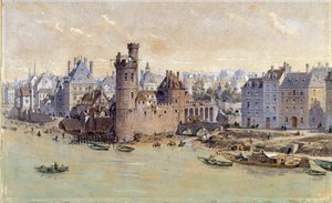 17 世纪巴黎内斯尔塔的景色。 西奥多·约瑟夫·休伯特·霍夫鲍尔 (1839-1922) 的水彩画，19 世纪。 巴黎，卡纳瓦莱博物馆 作者 西奥多·约瑟夫·休伯特·霍夫鲍尔