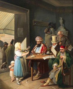 维也纳咖啡馆里的希腊人和土耳其人，1824年。 作者 西奥多·利奥波德·韦勒