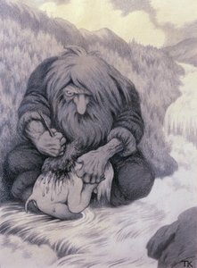 巨怪给孩子洗澡