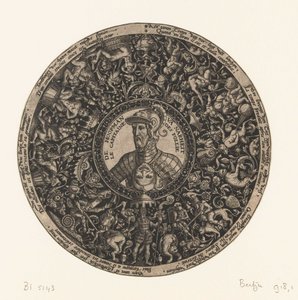 带有 Theodor de Bry 的愚蠢船长半身像的徽章，约 1577 - 约 1578 年 作者 西奥多·德·布赖