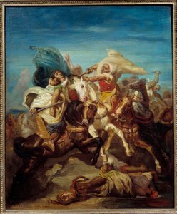 Theodore Chasseriau (1819-1856) 1856 年绘画的阿拉伯骑士之战 0,65x0,54 m 作者 蒂奥多·切塞留