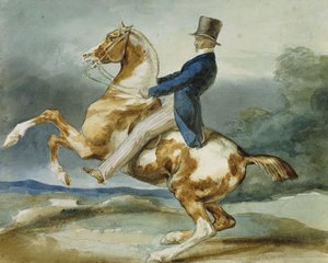 骑手和他的饲养马； Un Cavalier Cabrant Son Cheval， 作者 西奥多·杰里科（Theodore Gericault）