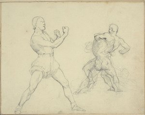 拳击手向右和两人摔跤 作者 西奥多·杰里科（Theodore Gericault）