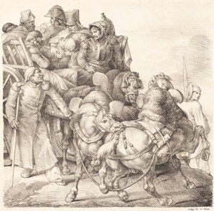 装满受伤士兵的车(Chariot charge de soldats blesses) 作者 西奥多·杰里科（Theodore Gericault）