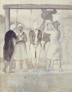 在伦敦执行（惩罚）（纸上写着铅笔） 作者 西奥多·杰里科（Theodore Gericault）