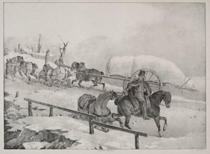 四个不同的主题：旅行车爬山。 作者 西奥多·杰里科（Theodore Gericault）