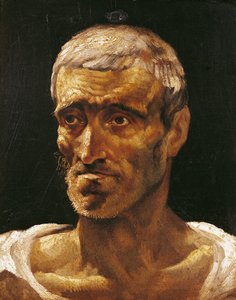 一名遇难船员的头，研究美杜莎筏，1817-19 作者 西奥多·杰里科（Theodore Gericault）