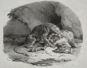 被狮子吃掉的马 作者 西奥多·杰里科（Theodore Gericault）