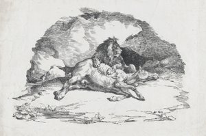 狮子吞噬马，1818年。 作者 西奥多·杰里科（Theodore Gericault）