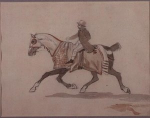 骑马的小马夫（铅笔和水彩画 作者 西奥多·杰里科（Theodore Gericault）