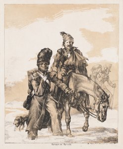 从俄罗斯归来，约 1818 年（石版画，抹布纸） 作者 西奥多·杰里科（Theodore Gericault）