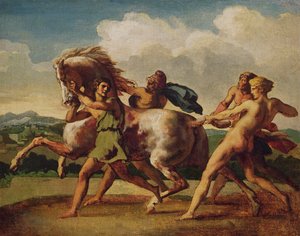 奴隶制止一匹马，研究“野蛮人的种族”，1817年 作者 西奥多·杰里科（Theodore Gericault）