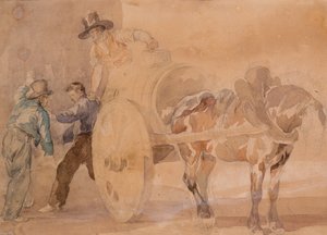 三个卸车的男人（纸上铅笔痕迹上的水彩画） 作者 西奥多·杰里科（Theodore Gericault）