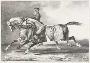 两匹斑驳的马在锻炼 作者 西奥多·杰里科（Theodore Gericault）