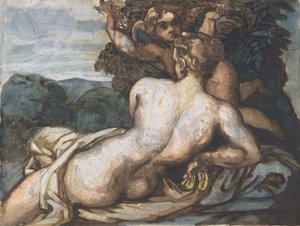 景观中的维纳斯和丘比特，根据Annibale Carracci的作品，1816-17。 作者 西奥多·杰里科（Theodore Gericault）