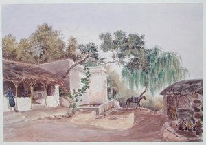 阿尔及尔的咖啡馆，约1835年（纸上水彩）。