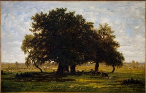 切内斯集团，阿普雷蒙特。 西奥多·卢梭 (1812-1867) 的绘画 作者 Pierre Etienne Theodore Rousseau