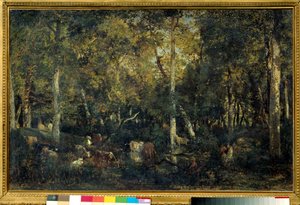 Interieur de bois dit le Vieux Dormoir du Bas-Breau (Fontainebleau forest) 画家：Theodore Rousseau (1812-1887) 1836 Sun. 0,65x1,03 m 巴黎，奥赛博物馆 作者 Pierre Etienne Theodore Rousseau