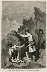 黑山士兵在行动中，在1876年战争期间，塞尔维亚和黑山向奥斯曼土耳其宣战，由瓦莱里奥绘制，以说明查尔斯-伊里亚尔特（1832-1898）在1874年的黑山之旅。Le tour中的雕版画