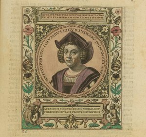 克里斯托弗·哥伦布的画像，1595年。 作者 西奥多·德布瑞