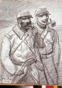 第一次世界大战：“1915 年的毛茸茸”，法国士兵。 Theophile Alexandre Steinlen (1859-1923) 的绘画 作者 西奥菲勒·亚历山大·斯坦伦