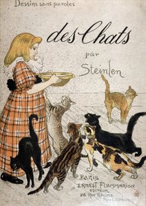 给猫带来牛奶碗的女孩 - 封面“”Cats” by Steinlen, n.d. 19 日。 作者 西奥菲勒·亚历山大·斯坦伦