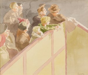 Audience at Islington Circus (watercolor)