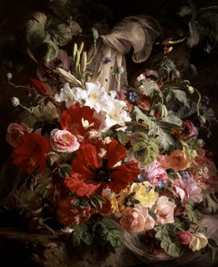 百合花、罂粟花和玫瑰的静物。Theude Gronland（1817-1876 年）的画作，私人收藏。 作者 Theude格陵兰